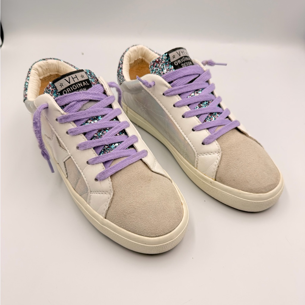 Vintage Havana Aila Iridescent & Multi Mix Glitter Star Cozy St Sneakers | 8
